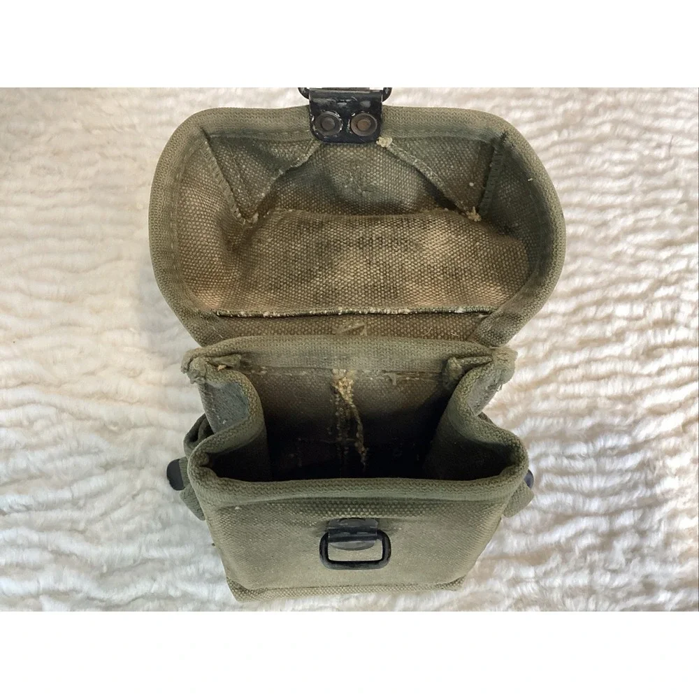 Vietnam Era US Army Military OD Green Canvas Ammo Magazine Pouch Case Vtg 1960s